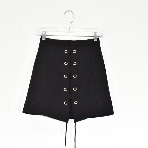 Chicwish Lace Up Black Mini Skirt Size XS - Picture 1 of 12